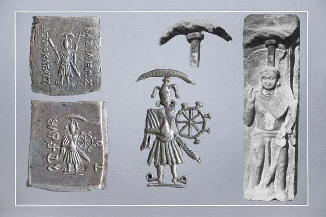 Showing how engravers took elements from surrounding Bhagavatha movement and sculptures in the coins of Agathocles. (from: Bopearachchi,2016)