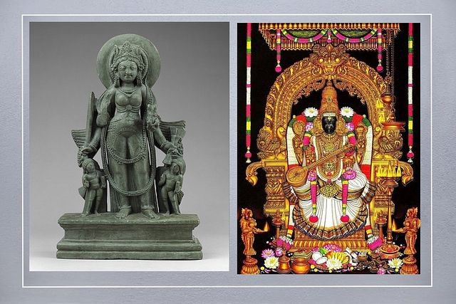 Kashmir Sarada and Koothanur Saraswati - both have three eyes.