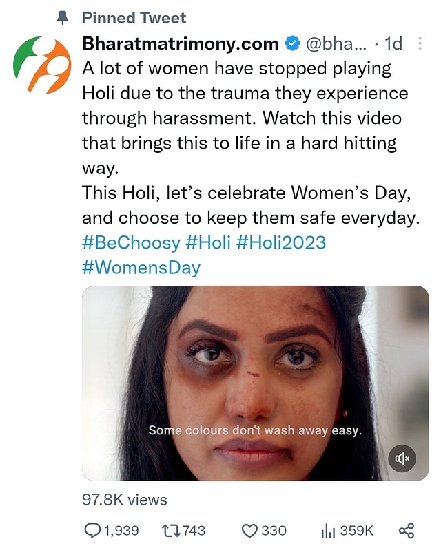 The now deleted tweet of Bharat Matrimony