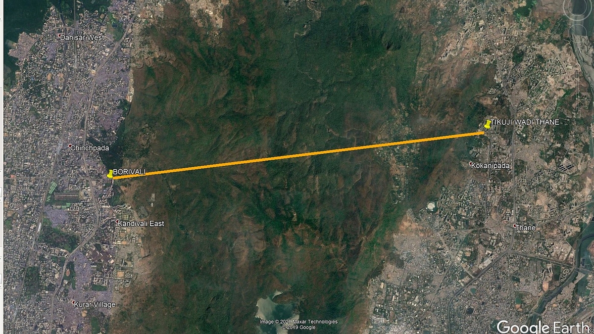 Thane - Borivali twin tunnel project location (Google Earth)