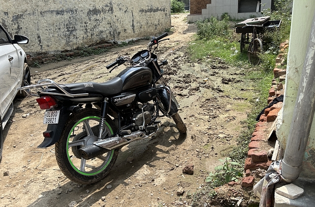 Saahil’s bike parked outside his house