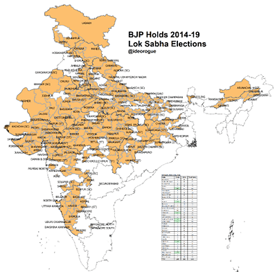 Map 1: BJP Holds 2014-19.