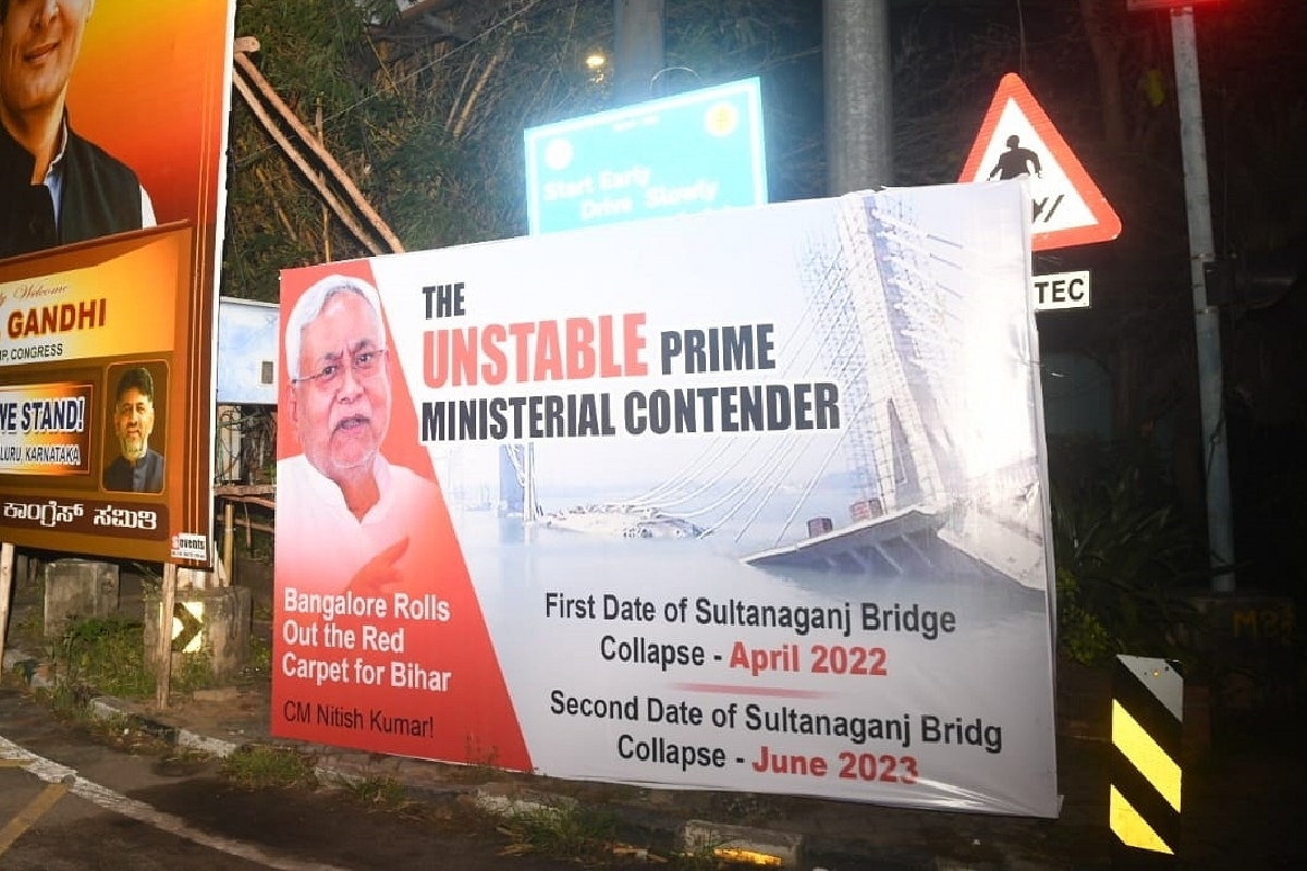 "Unstable Prime Ministerial Contender": Posters Targeting Nitish Kumar Seen In Bengaluru During Opposition Meet