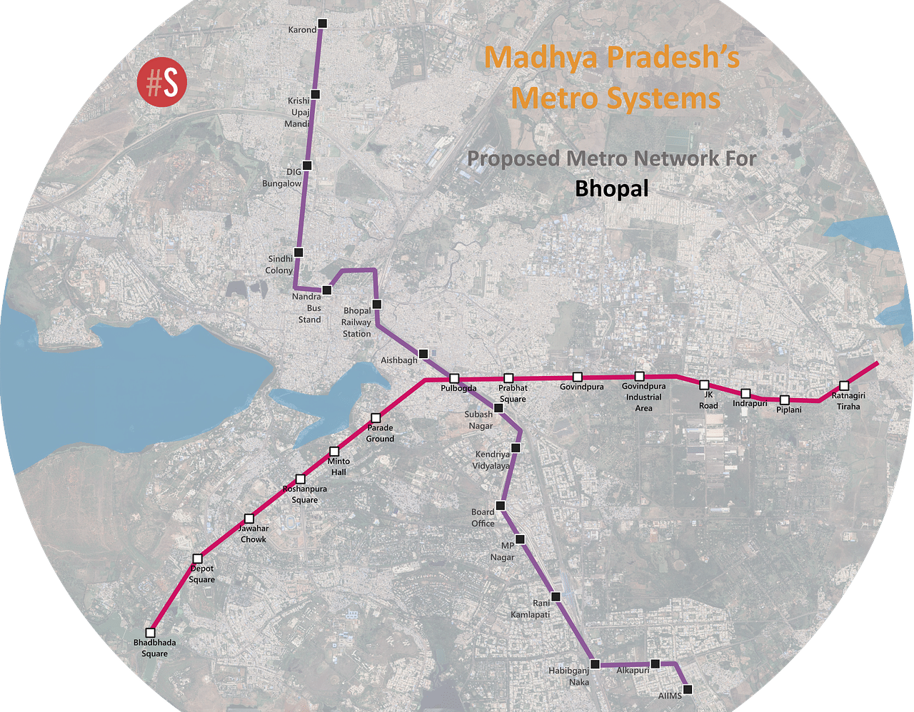 Overall Network for Bhopal Metro (Source: Swarajya)