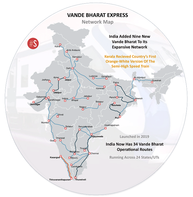 Mapping the Vande Bharat network. (Source: Swarajya)