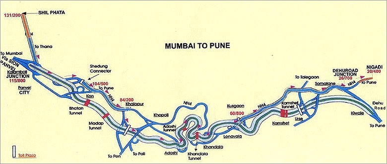 Pune-Mumbai expressway alignment (MSRDC)