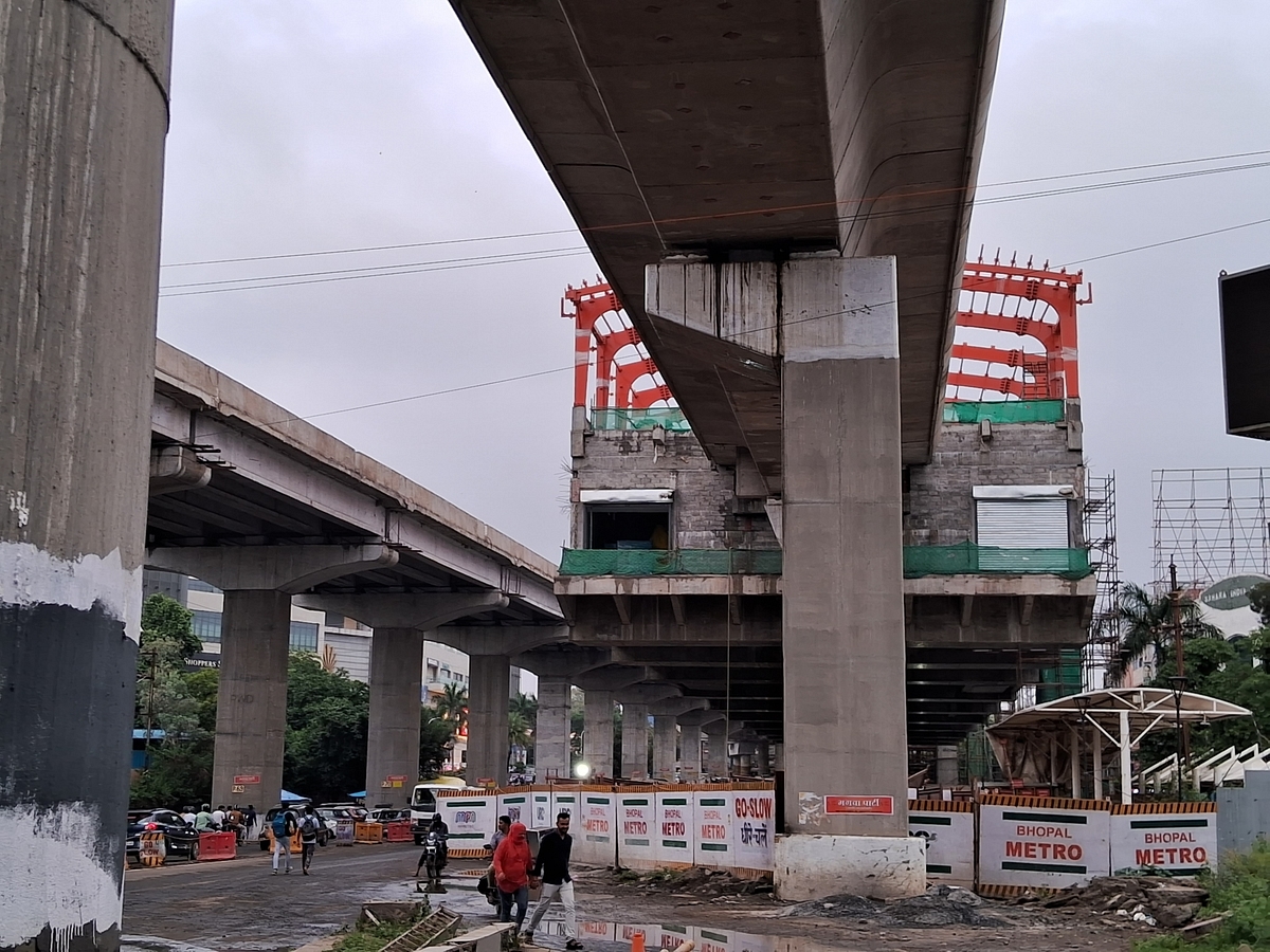 Work Underway at MP Nagar Metro Station (Source: Swarajya)