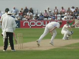 Hughes ducking to a short ball