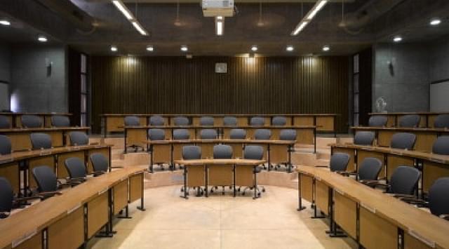 Indian Institute Of ManagementAhmedabad, Gujarat, India, Architect: Hcp Design (Bimal Patel), 2009, Indian Institute Of Management Hcp Architects Ahmedabad India- Lecture Theatre (Photo by View Pictures/UIG via Getty Images)