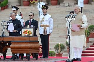 Narendra Modi being sworn in as the Prime Minister of India