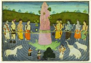 Nur Muhammad’s illustration of the churning of the ocean. (Credits: Dipankar Deb)