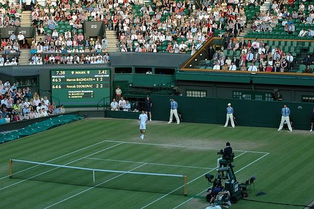 A Wimbledon game in action