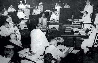 Ambedkar (top-right) at a meeting of the Constituent Assembly.