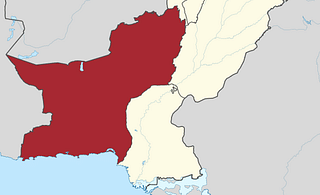 Balochistan province on a map of Pakistan.
