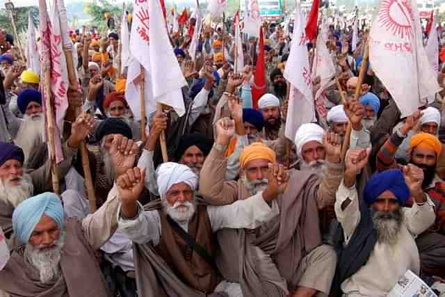 Farmers protesting against new farm laws.