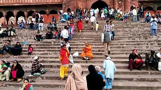On the steps of Delhi’s Jama Masjid during a visit to the Walled City.