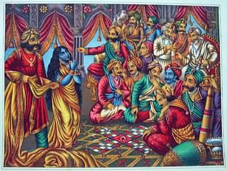 Draupadi presented to the Kauravas