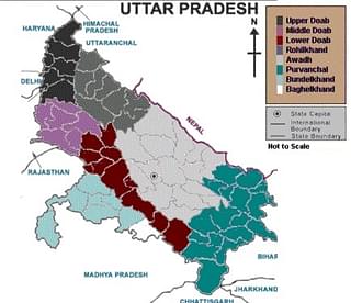 Figure: Uttar Pradesh Map split into 8 regions