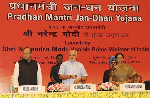 Prime Minister Narendra Modi launching the Pradhan Mantri Jan Dhan Yojana (PMJDY) in New Delhi on August 28, 2014.