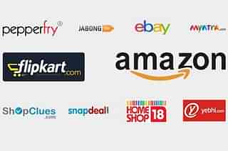 Logos of leading e-commerce companies operating in India.