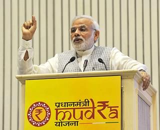 The Prime Minister speaking at the launch of MUDRA.