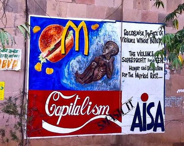 Anti-capitalism posters - not a very uncommon sight in India’s government-funded universities