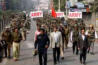 Army flag march in Rohtak.