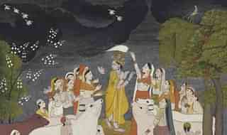 A painting depicting Krishna celebrating the rains&nbsp;