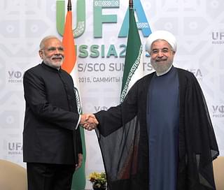 Prime Minister, Modi with the President of Iran, Mr. Hasan Rouhani, in Ufa, Russia on July 09, 2015.