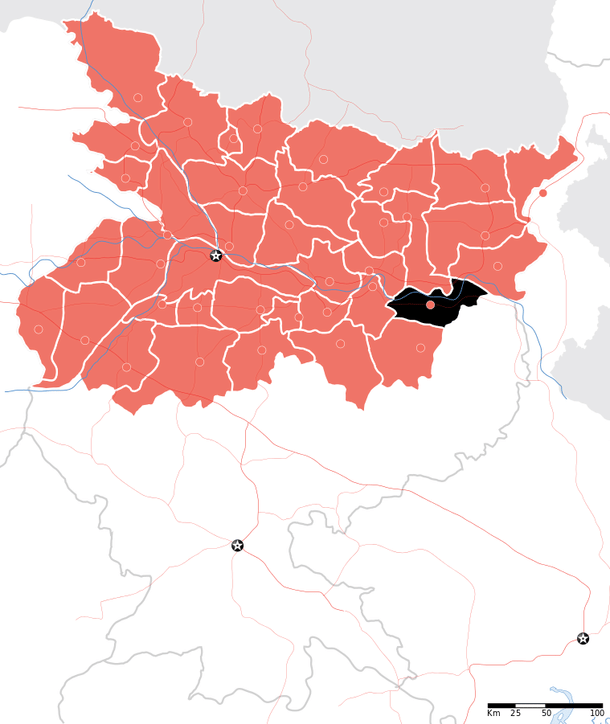 Map showing location of Bhagalpur in Bihar