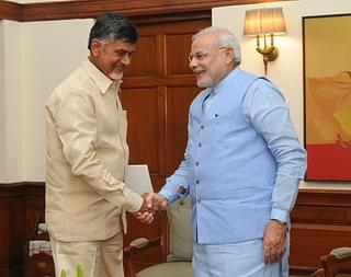 Andhra CM Chandrababu Naidu with PM Modi.