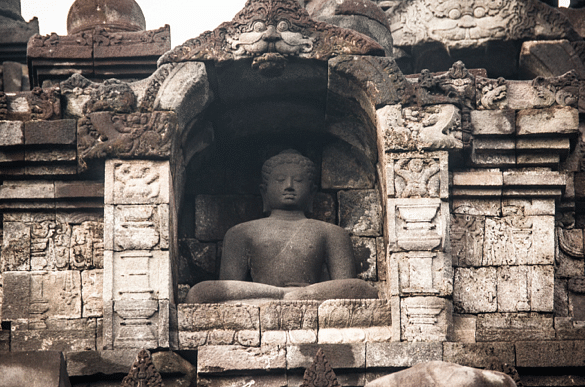 Statue of Buddha framed with Batara Kala, the god of destructions. photo credits – Hema Saran