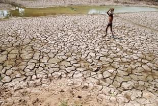 Man walks through a dry pond in Odisha (Photo credits: ASIT KUMAR/AFP/Getty Images)