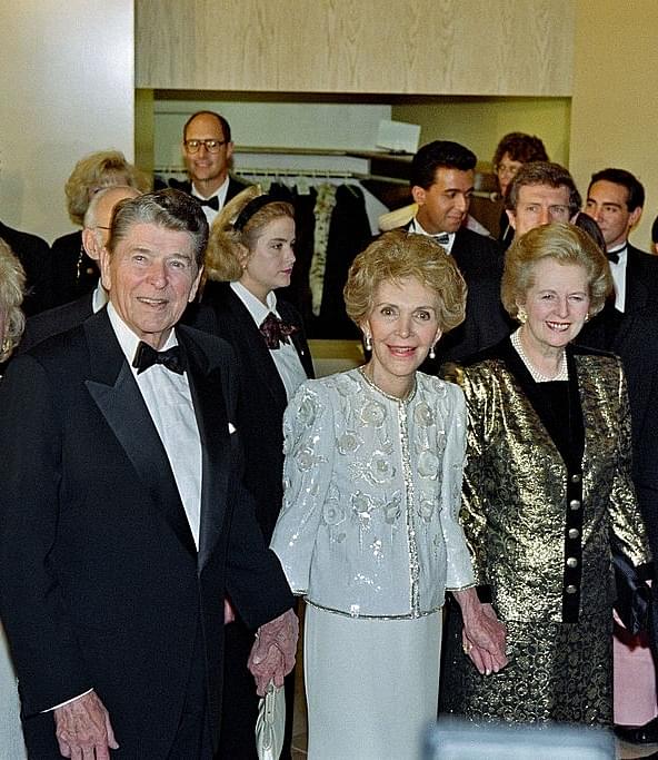 Former US President Ronald Reagan his wife Nancy Reagan and
 former British Prime Minister Margaret Thatcher .        (Photo credit-HAL 
GARB/AFP/GettyImages)