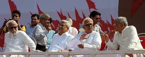 Four CPI(M) stalwarts, from left Budddhadeb Bhattacharya, Prakash Karat, Biman Bose and Sitaram Yechury/Getty Images