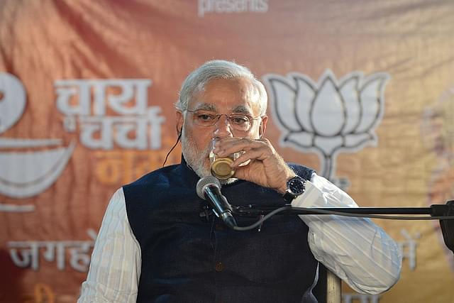 Narendra Modi in a ‘chai pe charcha’ session (SAM PANTHAKY/AFP/Getty Images))