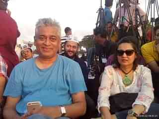 Rajdeep Sardesai and Sagarika Ghose at an AAP rally.