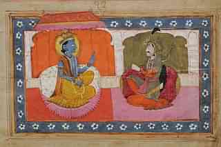 Raja Parikshit seated in front of Vishnu - Unknown, Miniature Painting, Kashmir School - Google Cultural Institute (Wikimedia Commons)