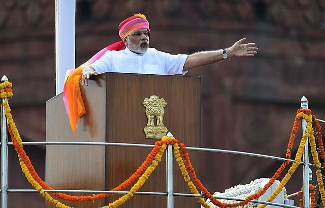Indian Prime
Minister Narendra Modi gestures as he delivers his Independence Day speech from
The Red Fort in New Delhi on August 15, 2016. Photo credit: PRAKASH
SINGH/AFP/GettyImages
