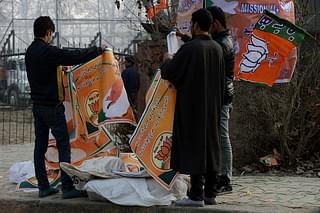 BJP flags in the Kashmir valley (TAUSEEF MUSTAFA/AFP/Getty Images) 