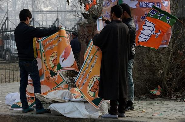 BJP flags in the Kashmir valley (TAUSEEF MUSTAFA/AFP/Getty Images)