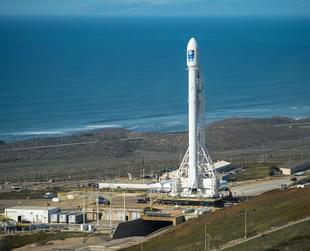 The SpaceX Falcon 9 rocket at Vandenberg Air Force Base Space Launch Complex 4 East with the Jason-3 spacecraft on board in California. Photo credit: Bill Ingalls/NASA/GettyImages.