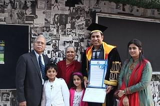 VVS Laxman with his family at Teri University, receiving the doctoral degree. (Wikimedia Commons)