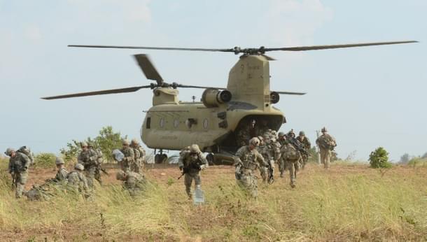 Philippines and the US troops at a joint military exercise. 