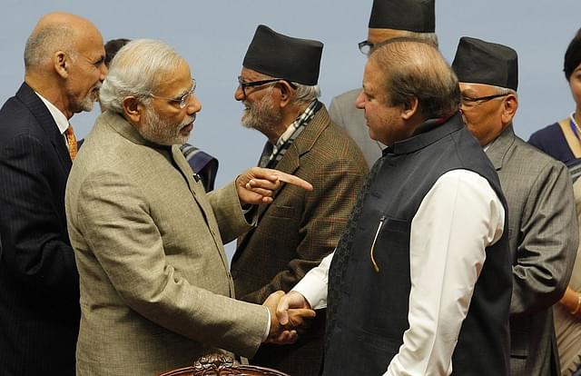 Prime Minister Narendra Modi with Pak PM Nawaz Sharif 
(NIRANJAN SHRESTHA/AFP/Getty Images)

