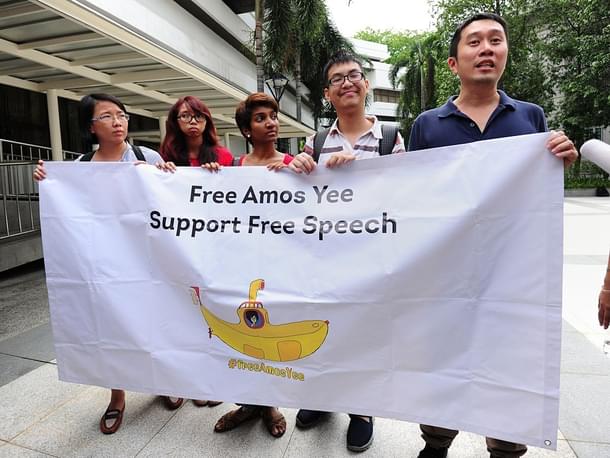 Supporters of Singapore teenage blogger Amos Yee. Photo credit: MOHD FYROL/AFP/GettyImages.