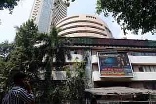 Digital broadcast on the facade of the Bombay Stock Exchange. Photo credit: INDRANIL MUKHERJEE/AFP/Getty Images