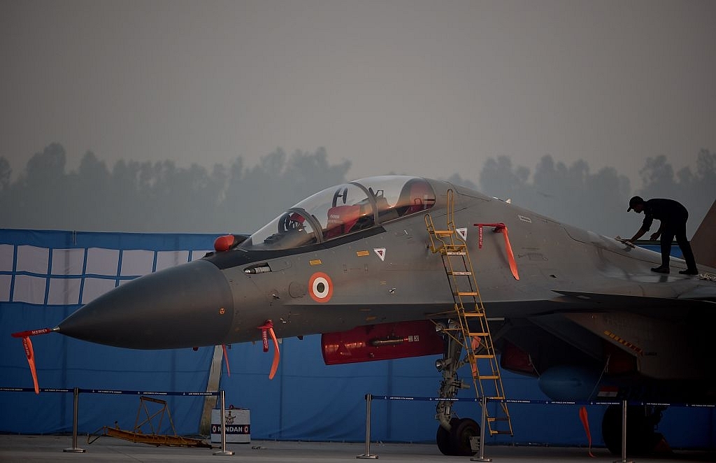 Sukhoi Su-30MKI at the Hindon Air Force Base (
Photo By: MONEY SHARMA/AFP/Getty Images)

