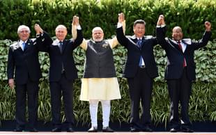 Prime Minister Modi with other BRICS leaders during the Goa summit. Photo credit: MONEY SHARMA/AFP/GettyImages