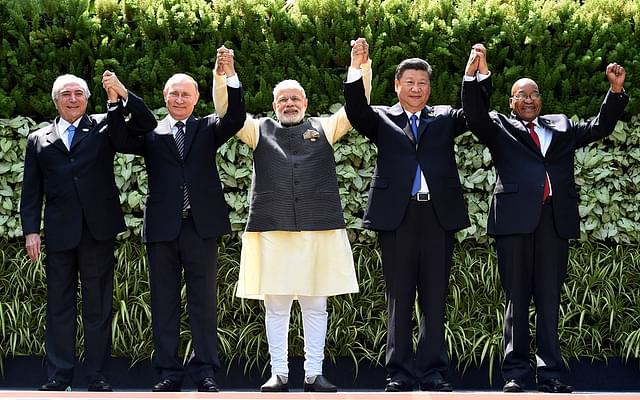  Prime Minister Modi with other BRICS leaders during the Goa summit. Photo credit: MONEY SHARMA/AFP/GettyImages